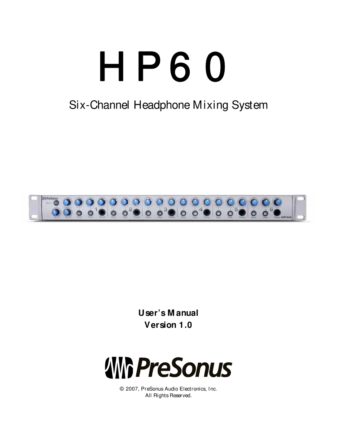 Presonus Audio electronic HP60 manual HPP6600 