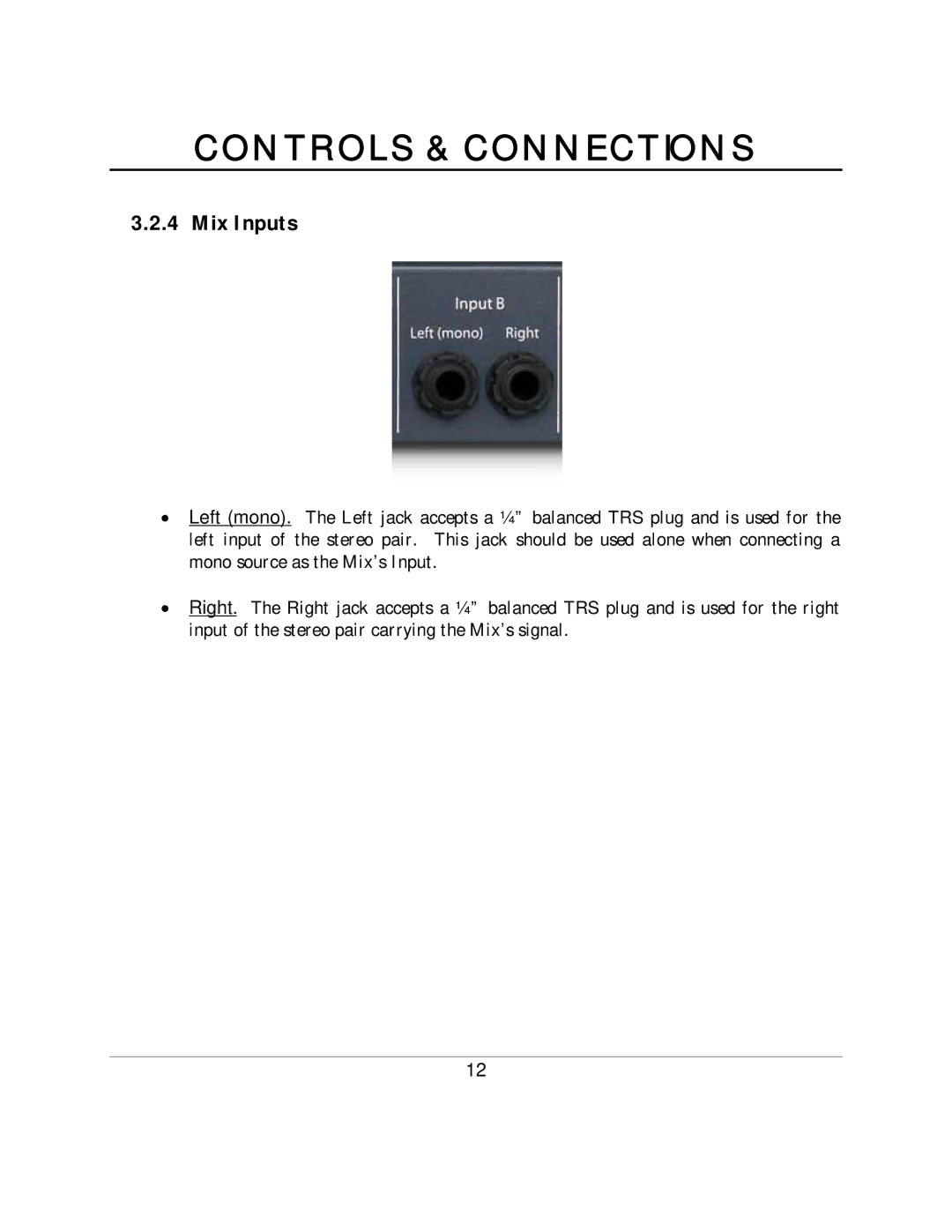 Presonus Audio electronic HP60 manual Mix Inputs 