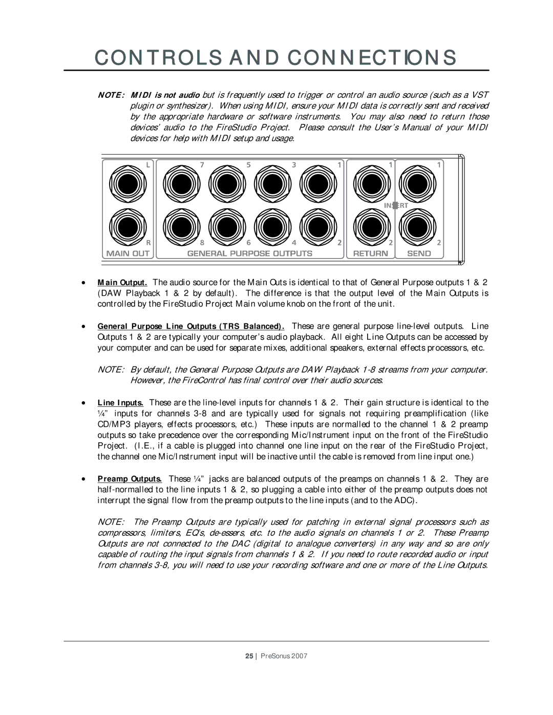 Presonus Audio electronic Microphone Preamplifier user manual Controls and Connections 