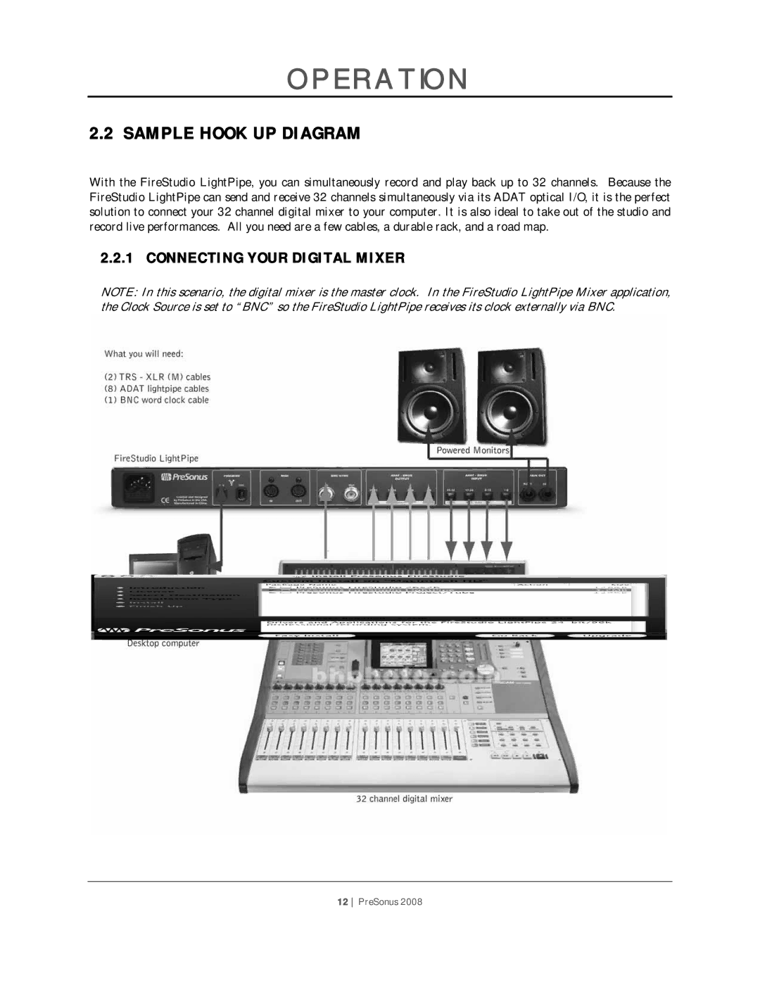 Presonus Audio electronic PreSonus 2008 user manual Sample Hook UP Diagram 