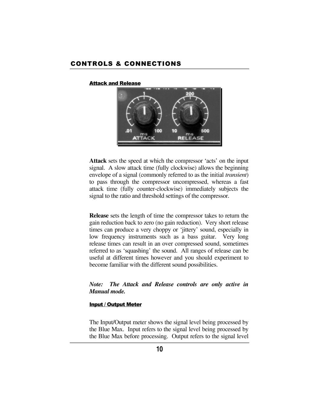 Presonus Audio electronic Smart Compressor manual CONTAttackROLSand&ReleaseCONNECTIONS 