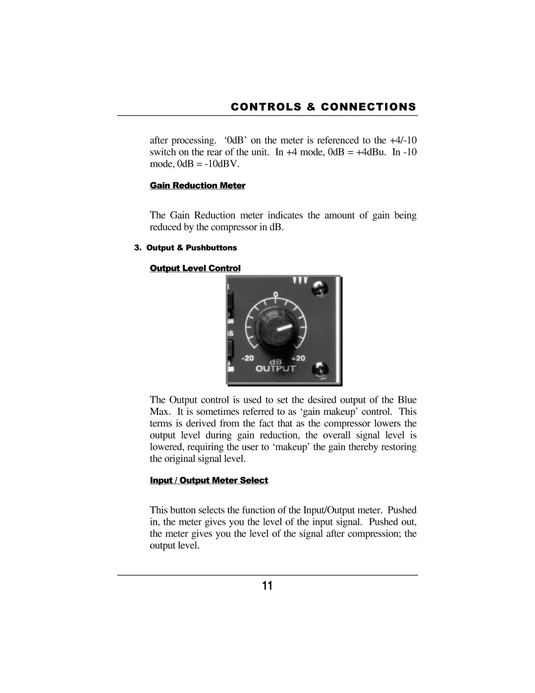 Presonus Audio electronic Smart Compressor manual Output&LevelPushbuttonsControl 