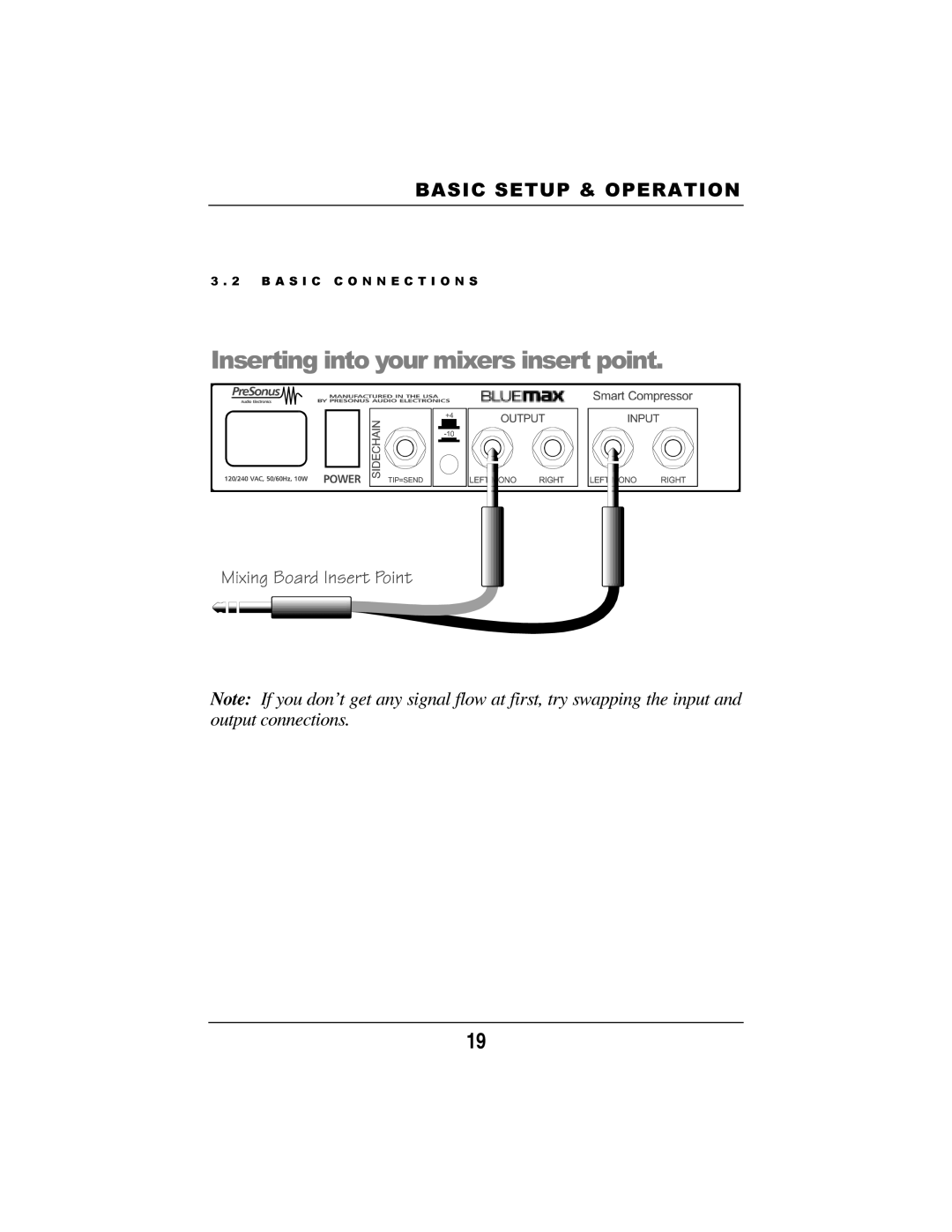 Presonus Audio electronic Smart Compressor manual Outputconnections 