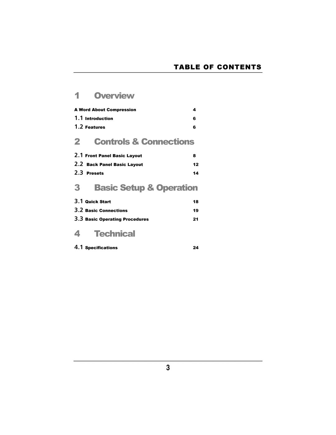 Presonus Audio electronic Smart Compressor manual Tableofcontents 