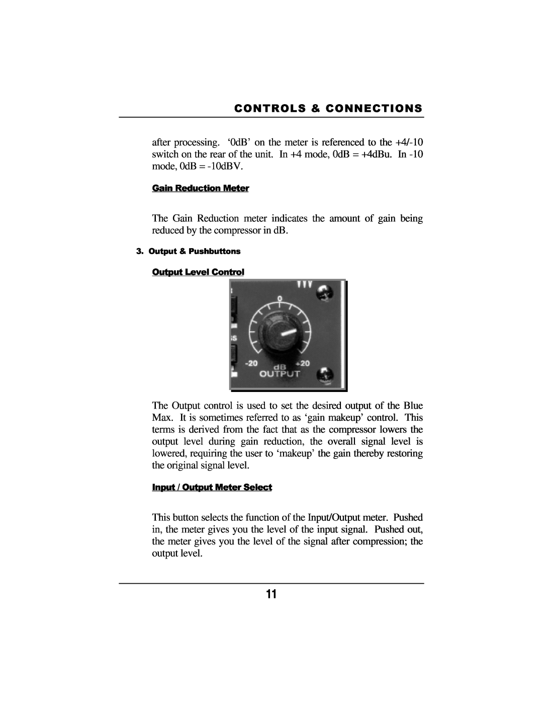 Presonus Audio electronic Smart Compressor manual Output&LevelPushbuttonsControl 