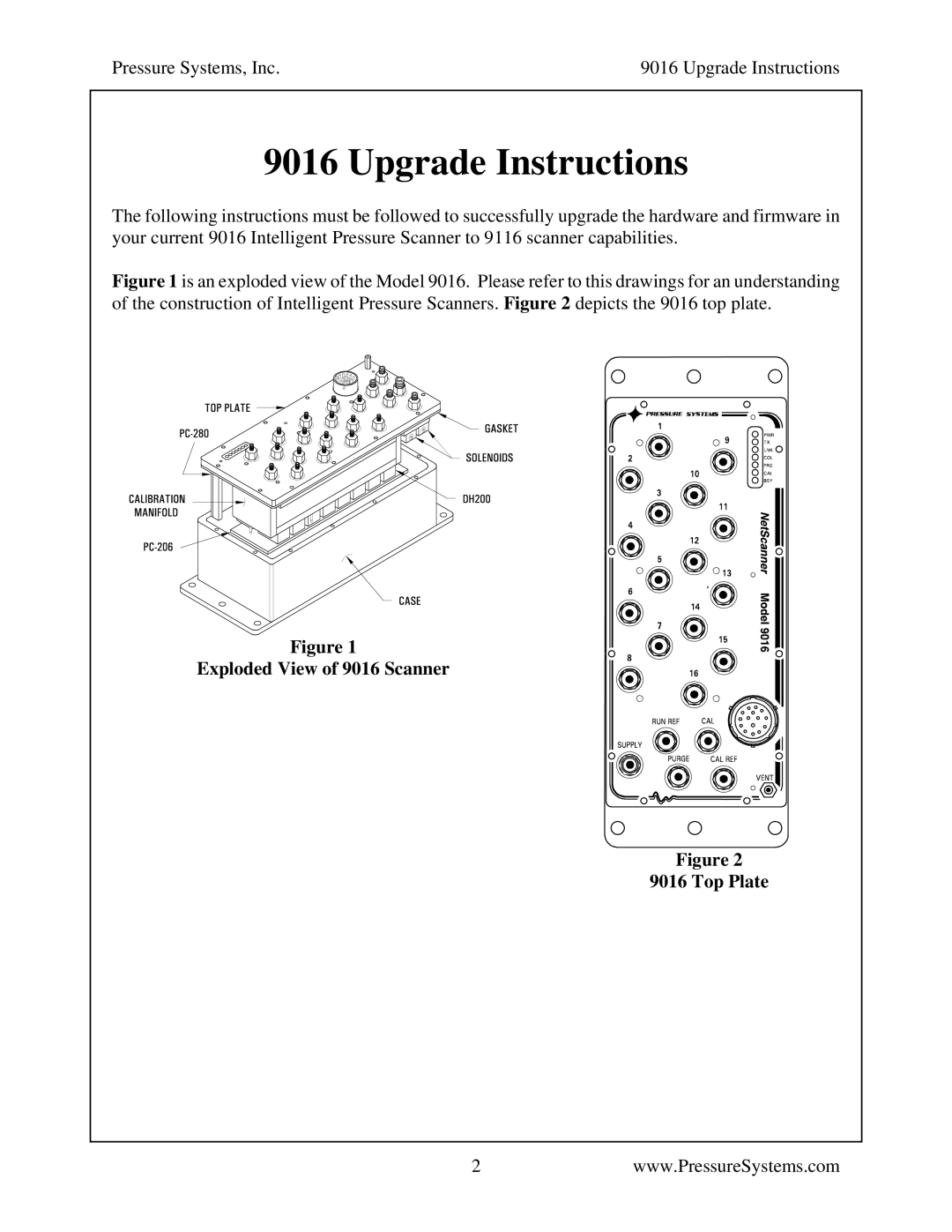 Pressure Systems manual Upgrade Instructions, Exploded View of 9016 Scanner Top Plate 