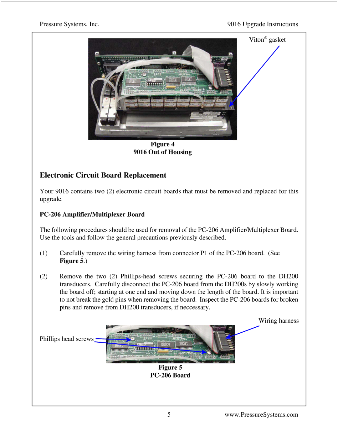 Pressure Systems 9016 manual Out of Housing, PC-206 Amplifier/Multiplexer Board, PC-206 Board 