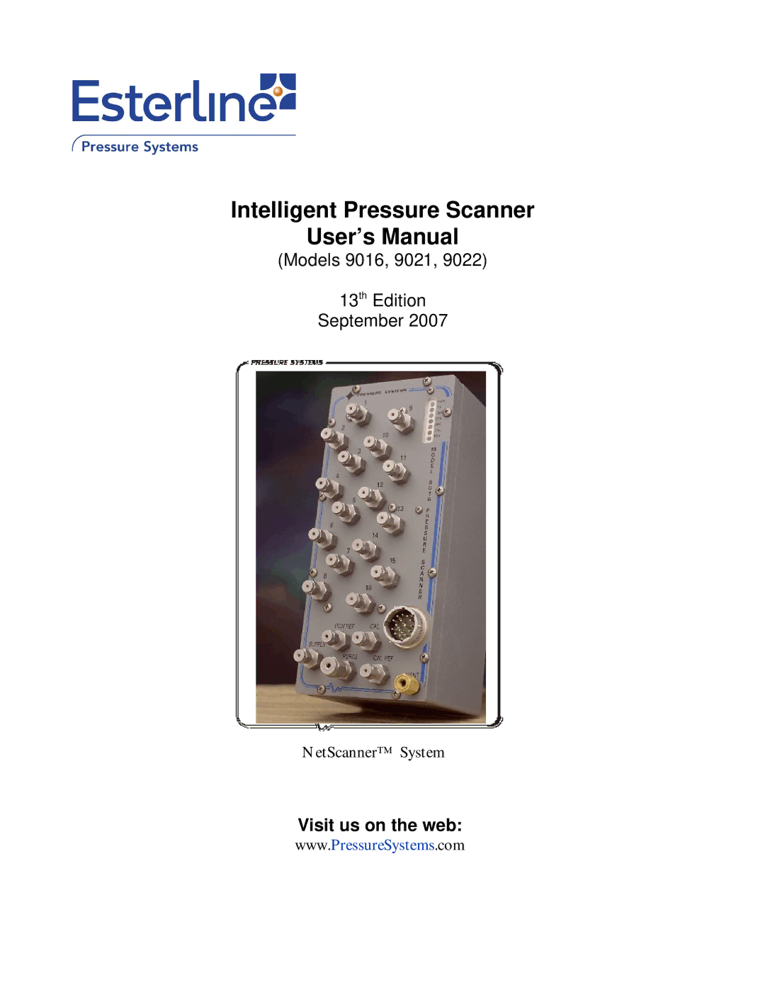 Pressure Systems 9022 user manual Intelligent Pressure Scanner User’s Manual 