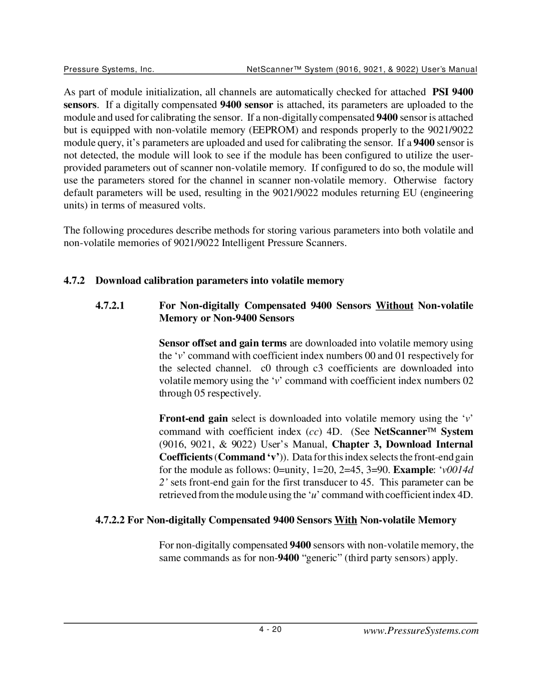 Pressure Systems 9022 user manual 