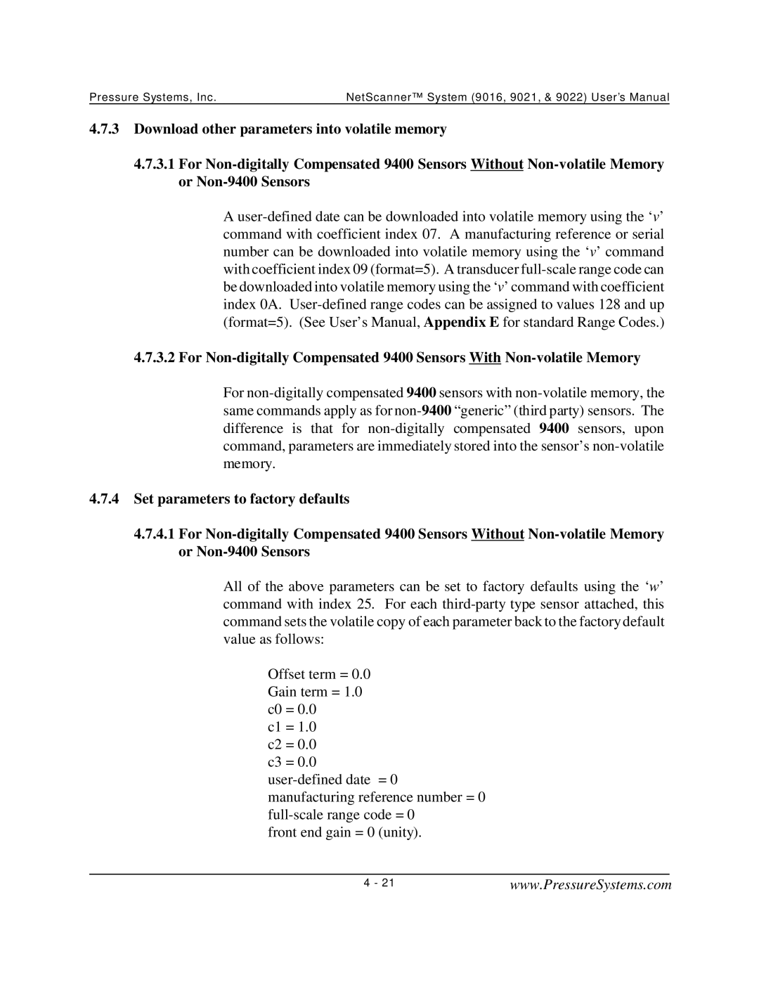 Pressure Systems 9022 user manual 