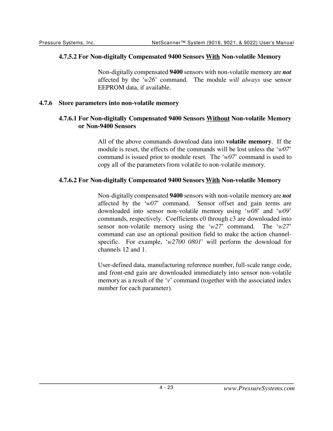 Pressure Systems 9022 user manual 