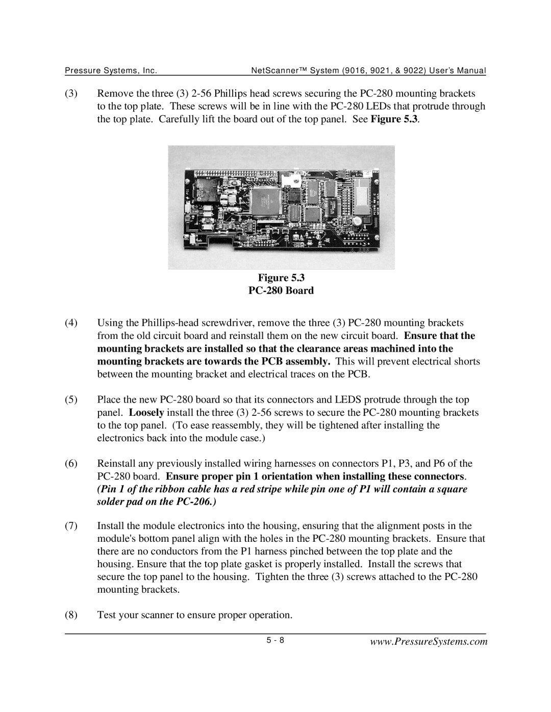 Pressure Systems 9022 user manual PC-280 Board 