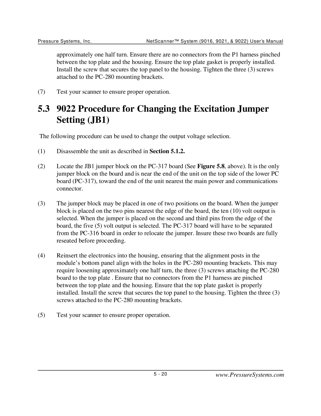 Pressure Systems 9022 user manual 