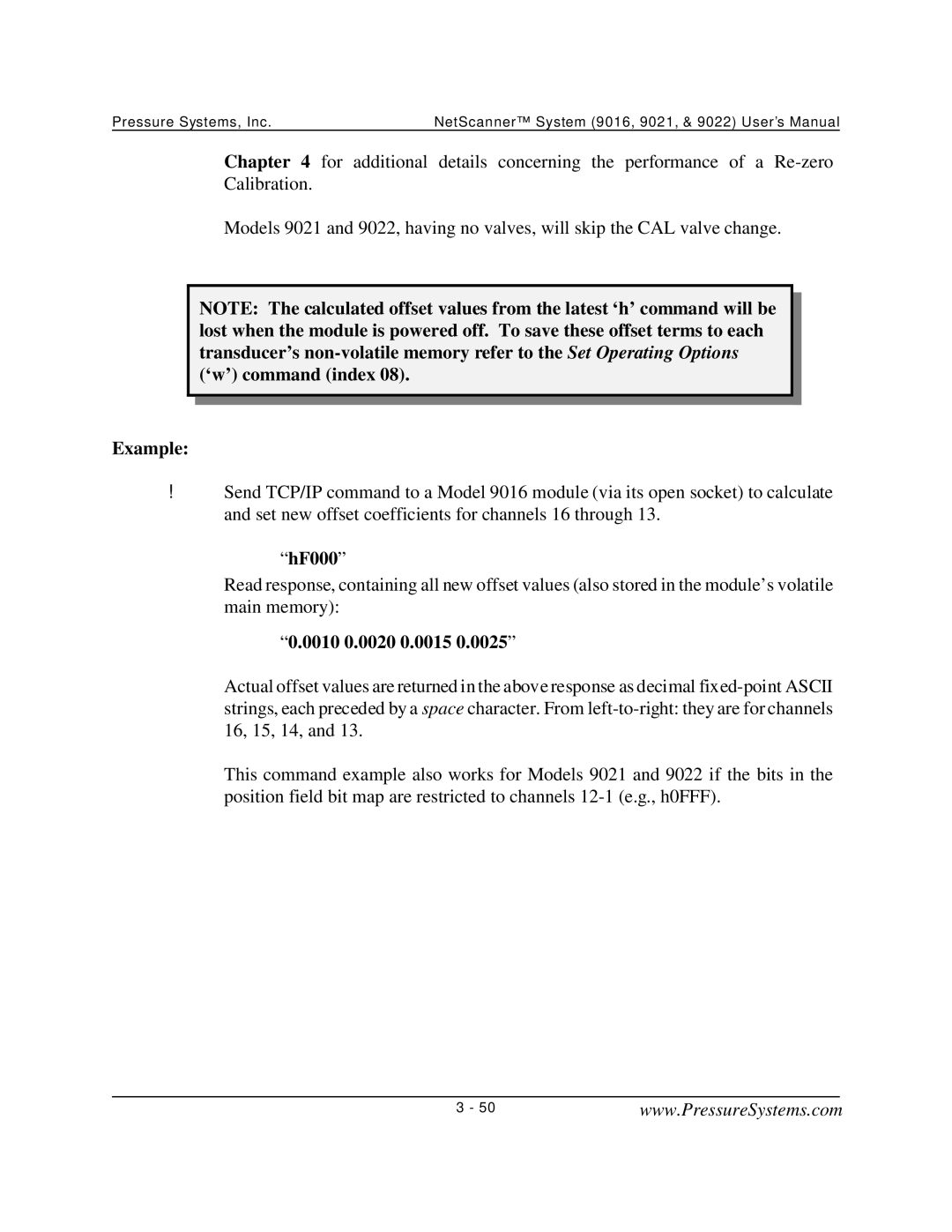 Pressure Systems 9022 user manual HF000, 0010 0.0020 0.0015 