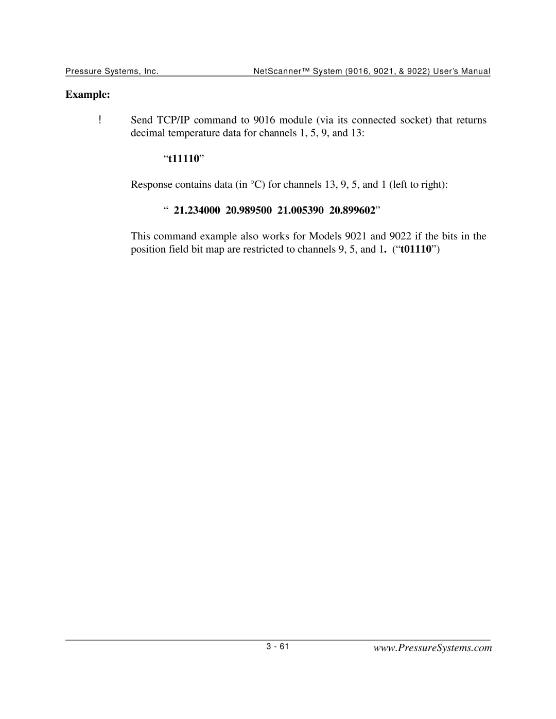 Pressure Systems 9022 user manual T11110, 21.234000 20.989500 21.005390 