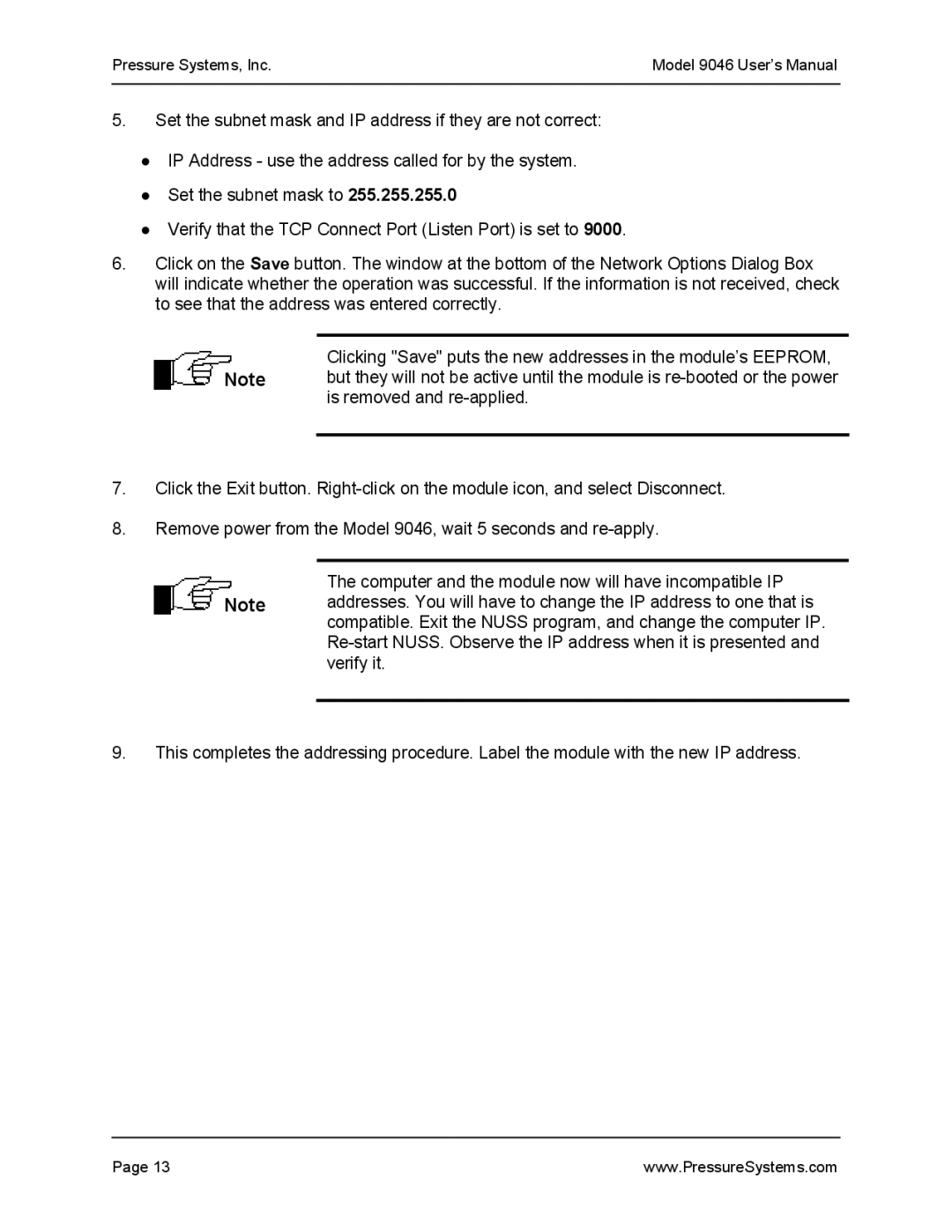 Pressure Systems user manual Pressure Systems, Inc Model 9046 User’s Manual 