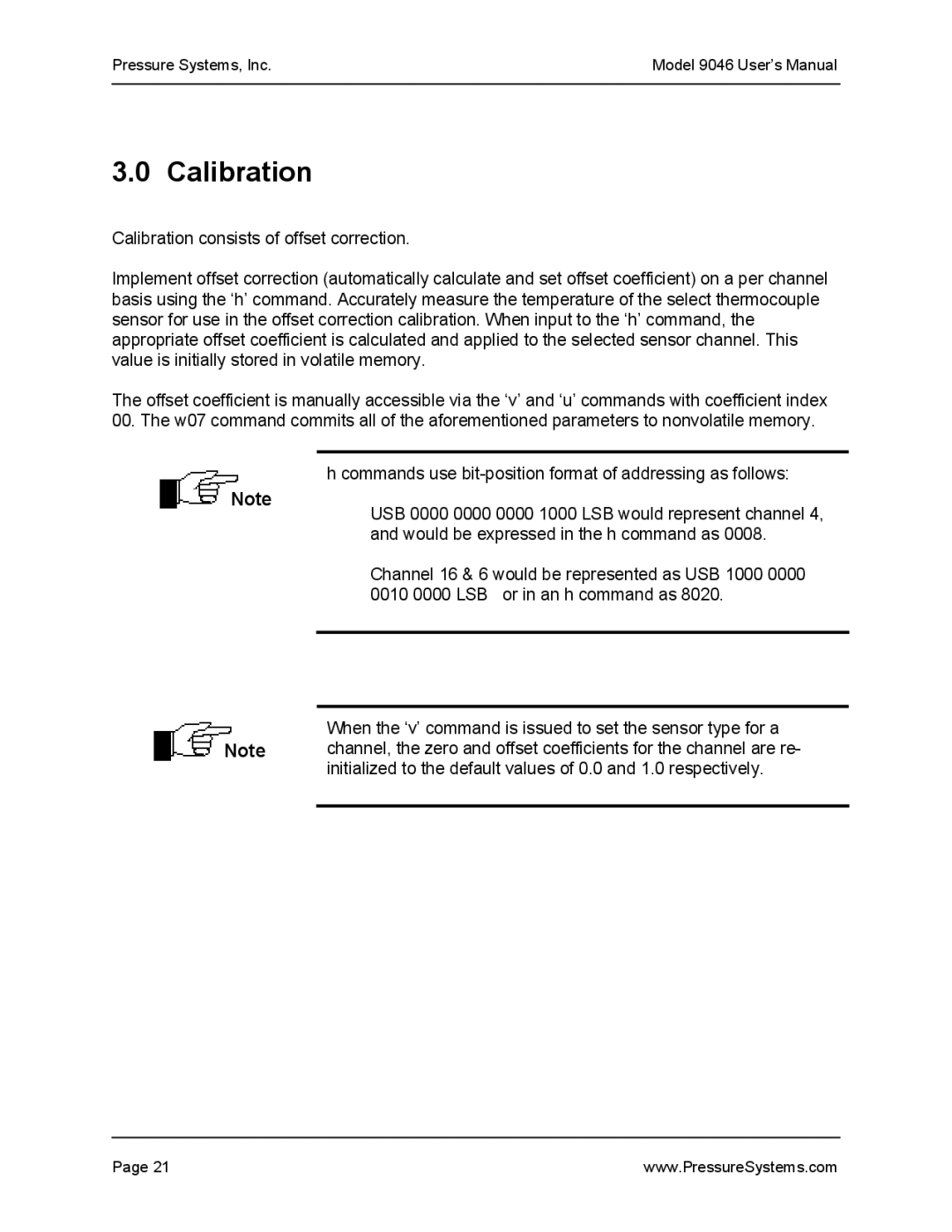 Pressure Systems 9046 user manual Calibration 