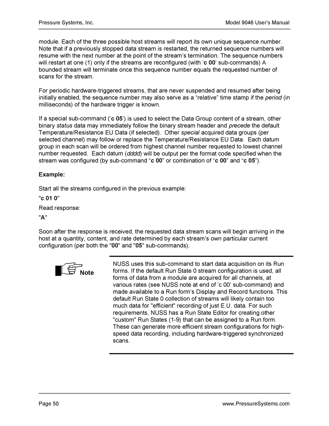 Pressure Systems 9046 user manual Example 