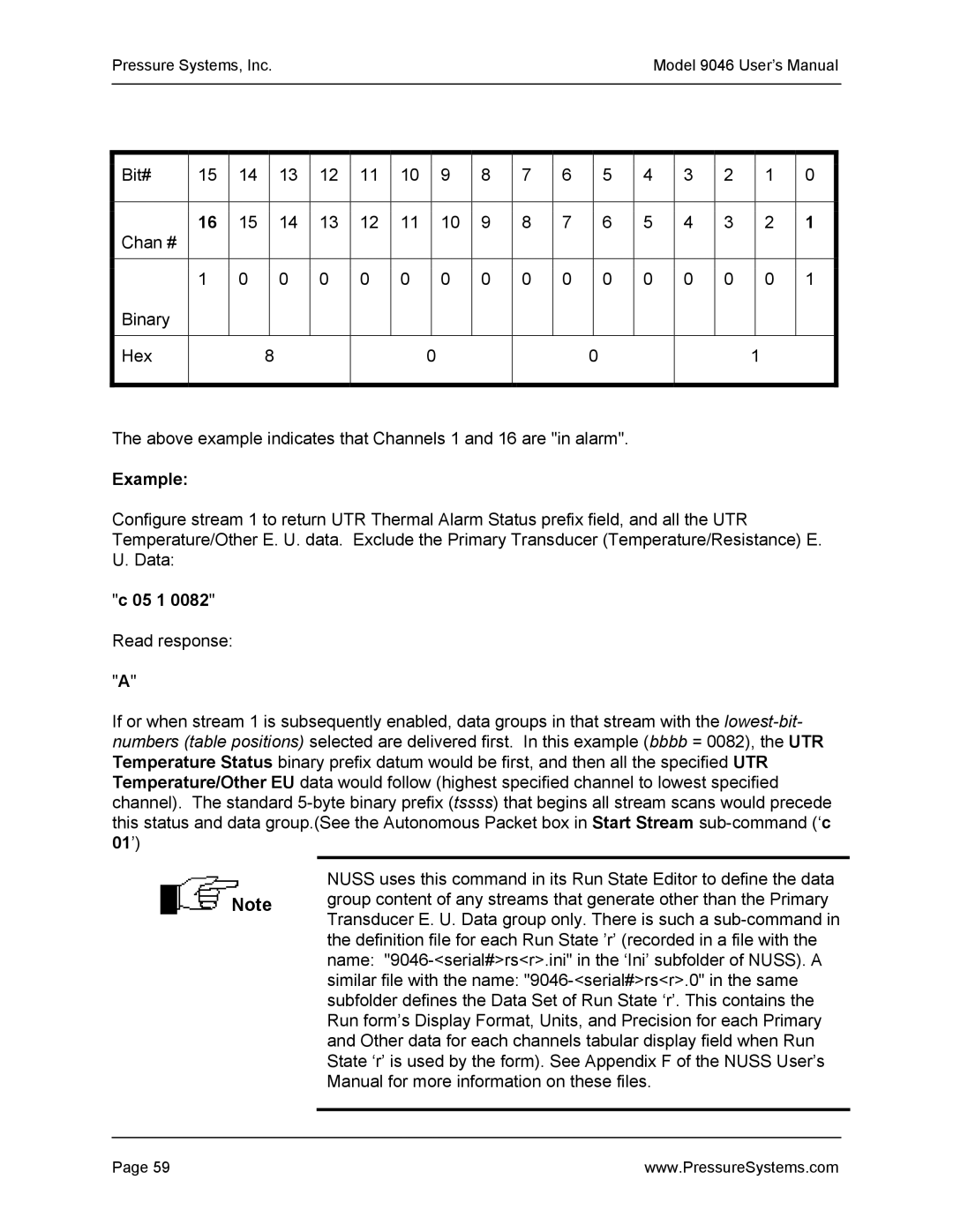 Pressure Systems 9046 user manual Example, 05 1 