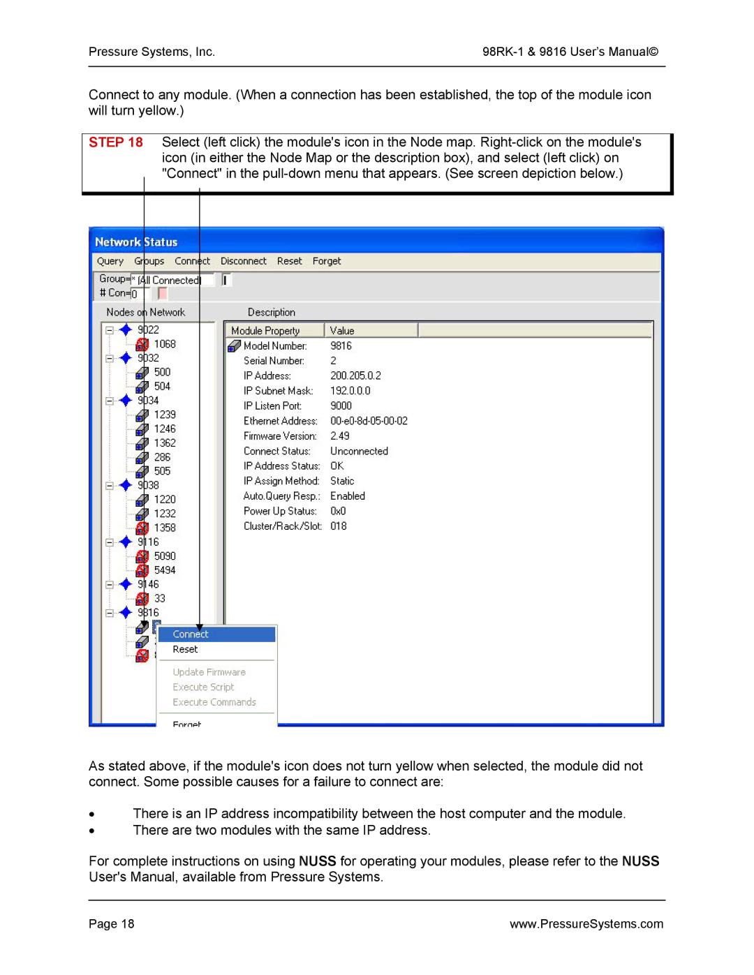 Pressure Systems user manual Pressure Systems, Inc 98RK-1 & 9816 User’s Manual 