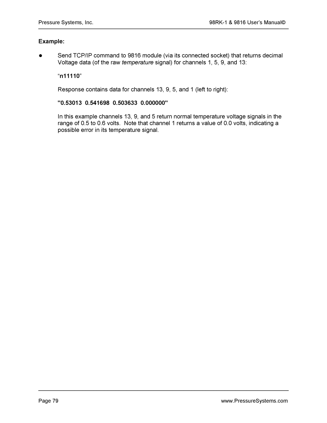 Pressure Systems 98RK-1 user manual N11110, 53013 0.541698 0.503633 