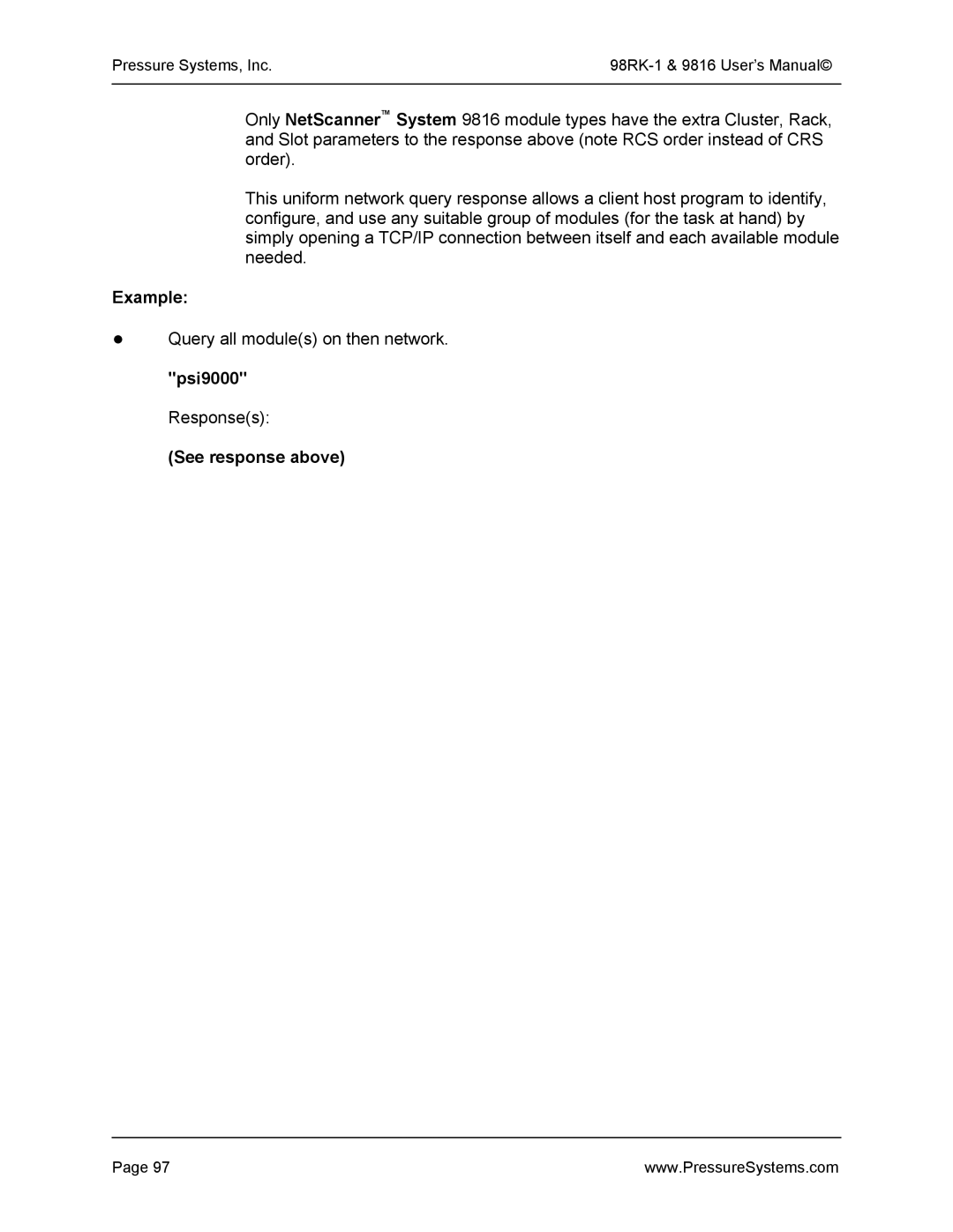 Pressure Systems 98RK-1 user manual See response above 