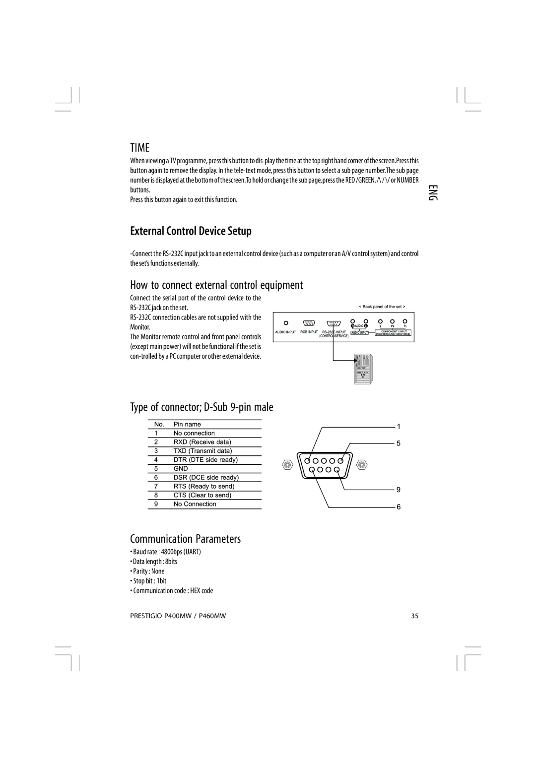 Prestigio P400MW, P460MW owner manual External Control Device Setup, How to connect external control equipment 