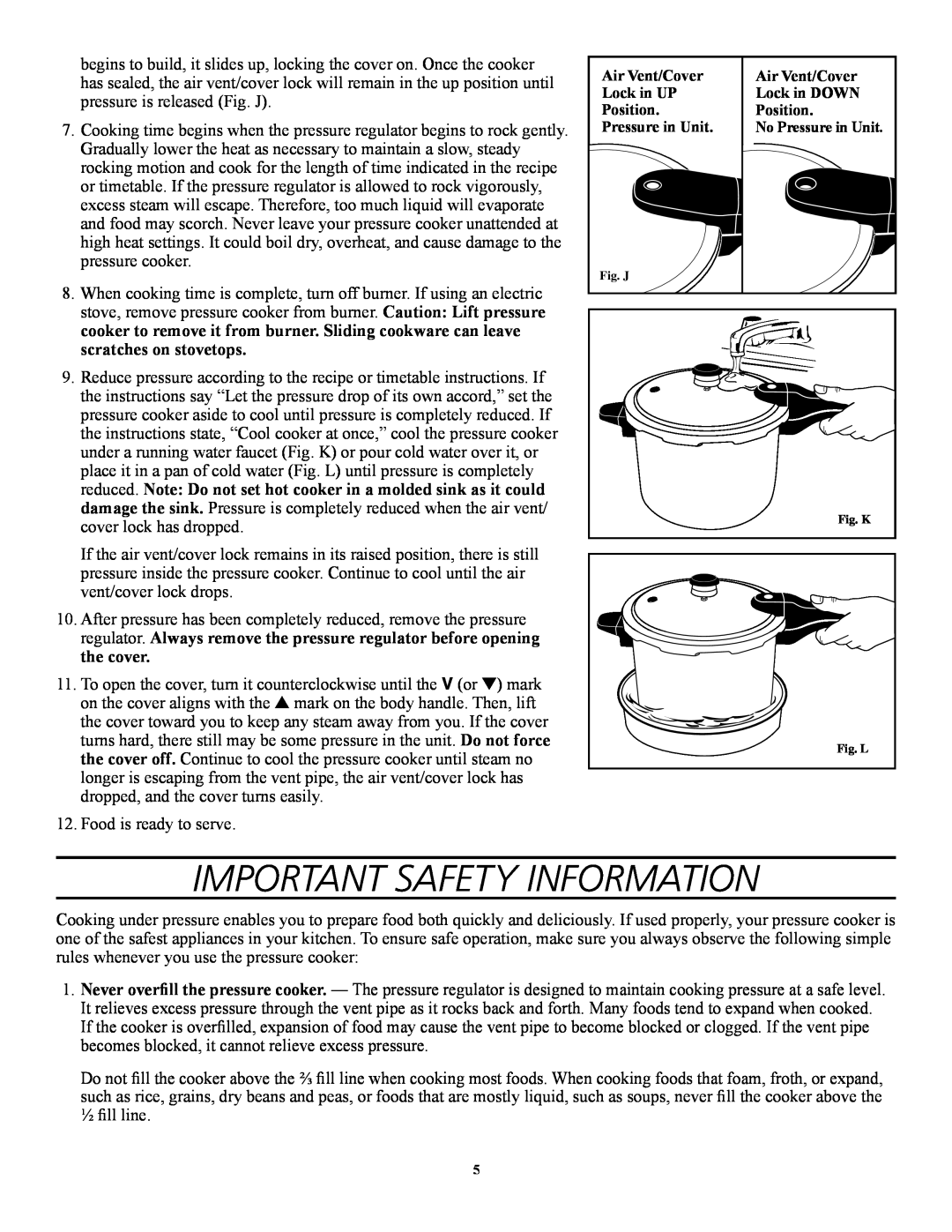 Presto 1282, 1241, 1362, 1264, 1341 manual Important Safety Information 