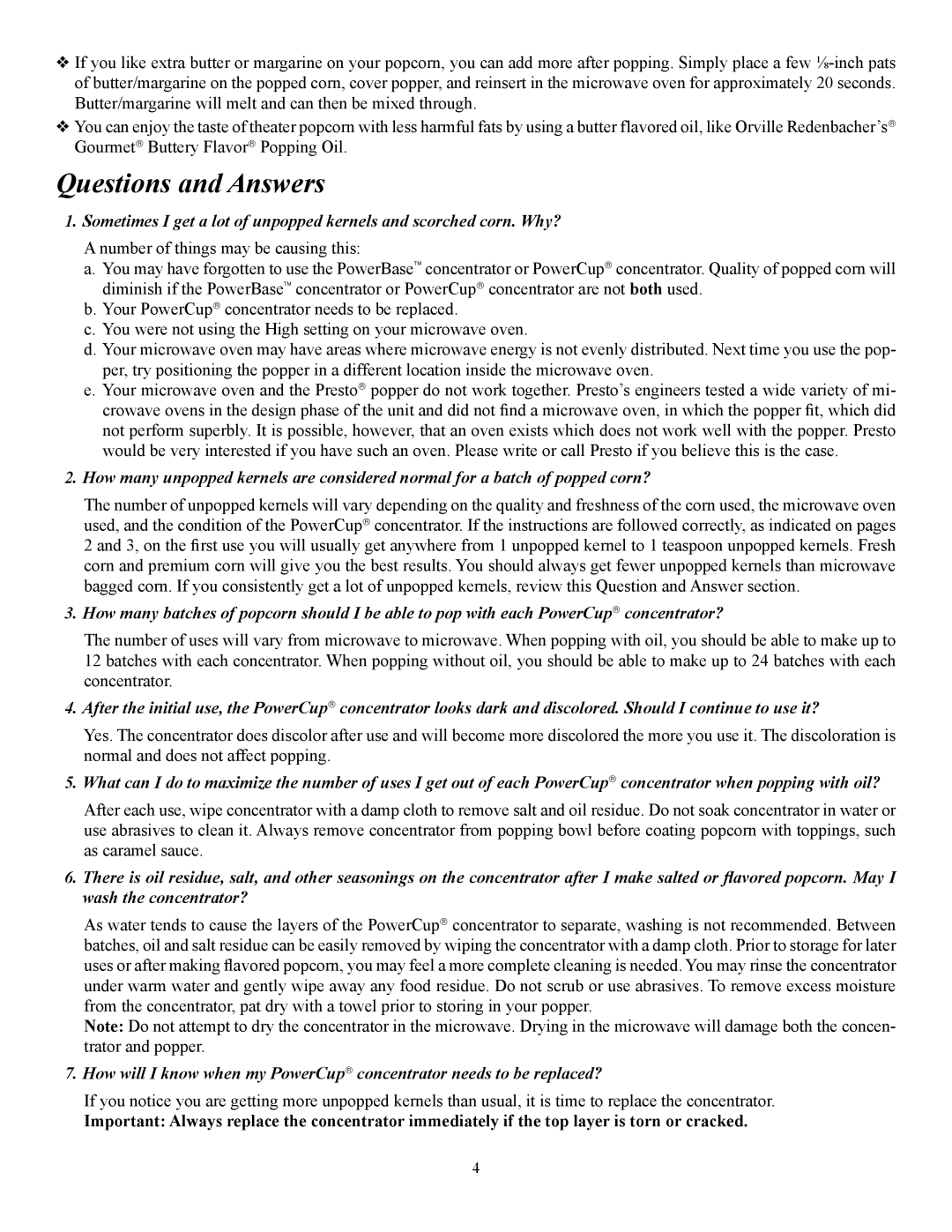 Presto 4830 manual Questions and Answers 