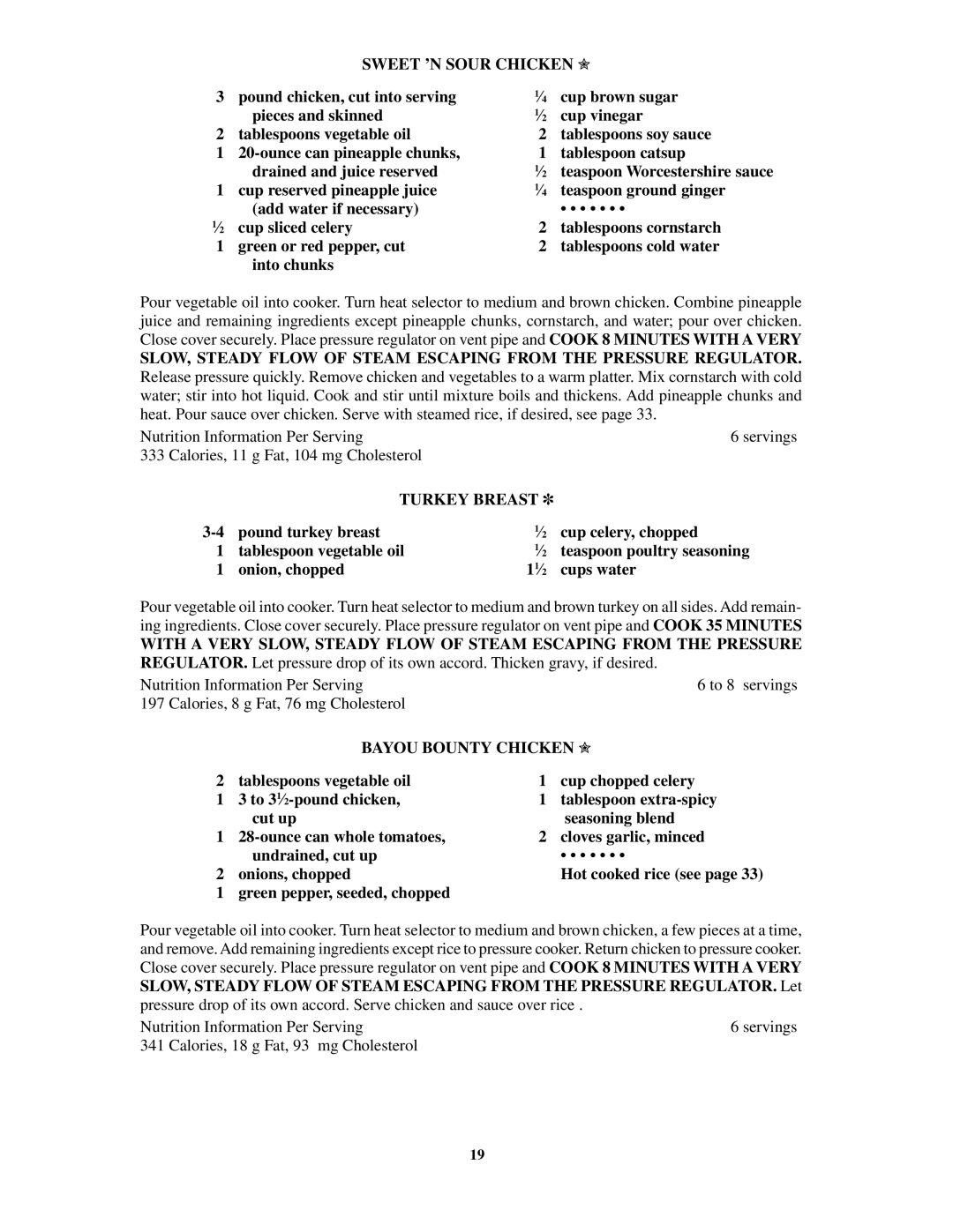 Presto 8-Quart Stainless Steel Pressure Cooker warranty Sweet ’N Sour Chicken , Calories, 11 g Fat, 104 mg Cholesterol 