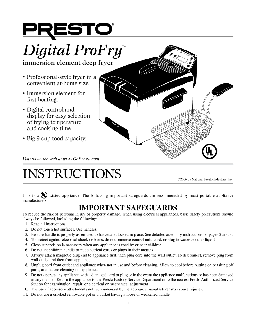 Presto manual Digital ProFry 