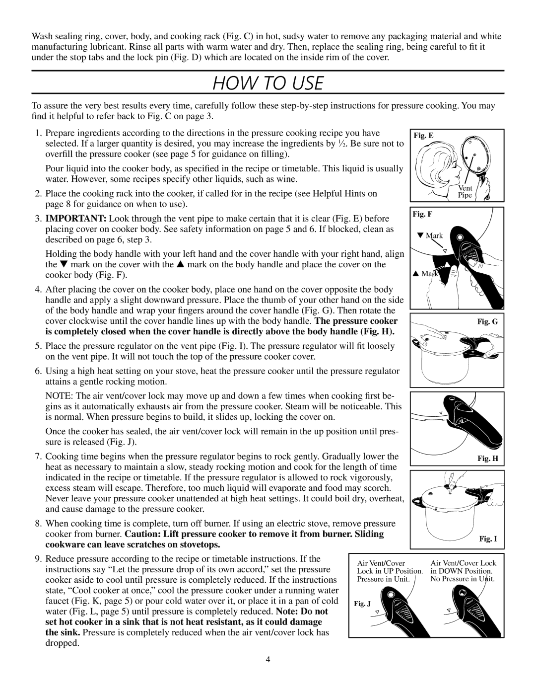 Presto Electric Pressure Cooker manual How to Use, Fig. E 