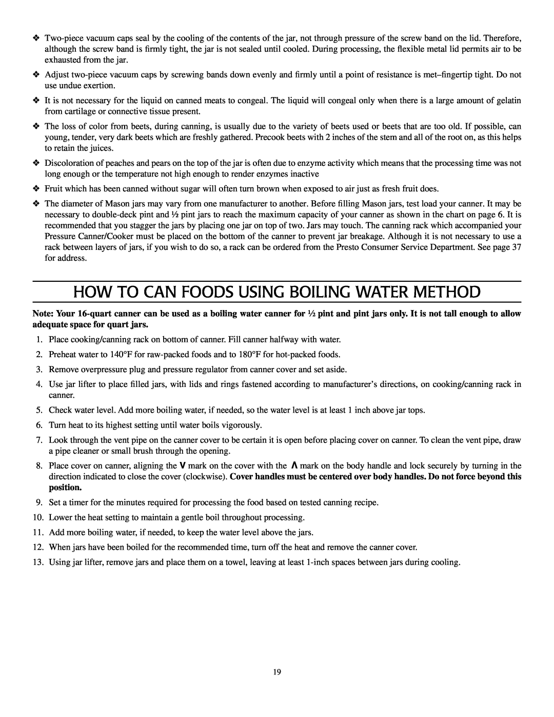 Presto Electric Pressure Washer warranty HOW TO CAN FOODS USING BOILING WATER method 