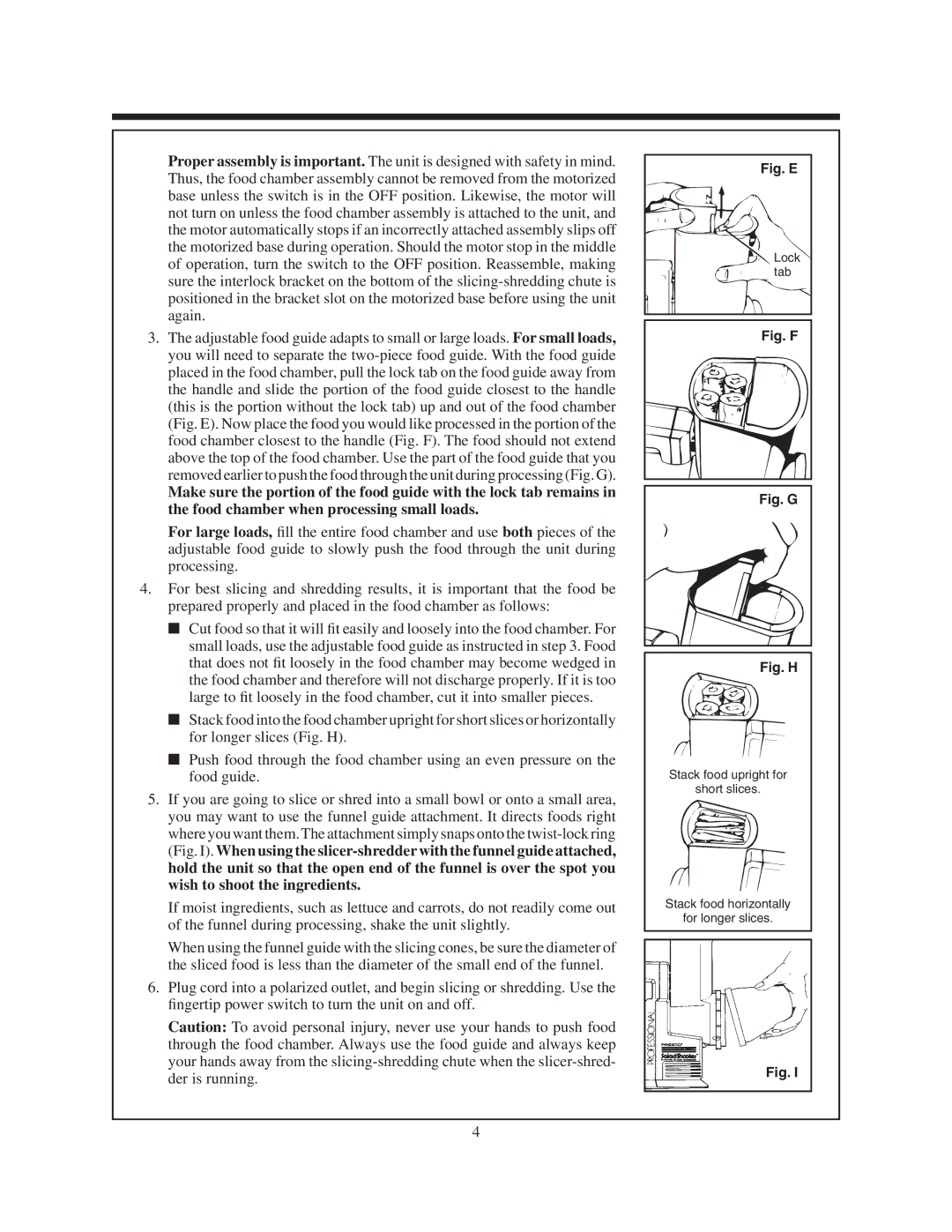 Presto electric slicer-shredder manual Fig. E 