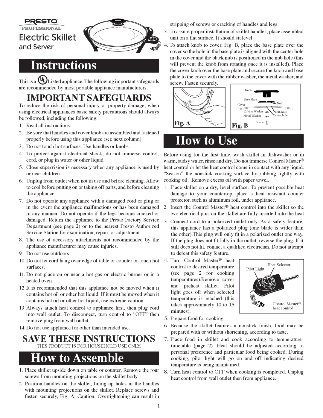 Presto Fryer manual Instructions, How to Use, How to Assemble 