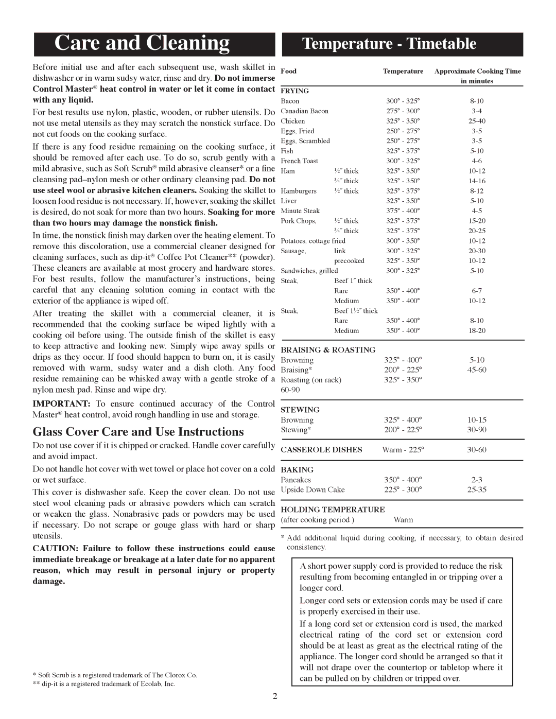 Presto Fryer manual Care and Cleaning 