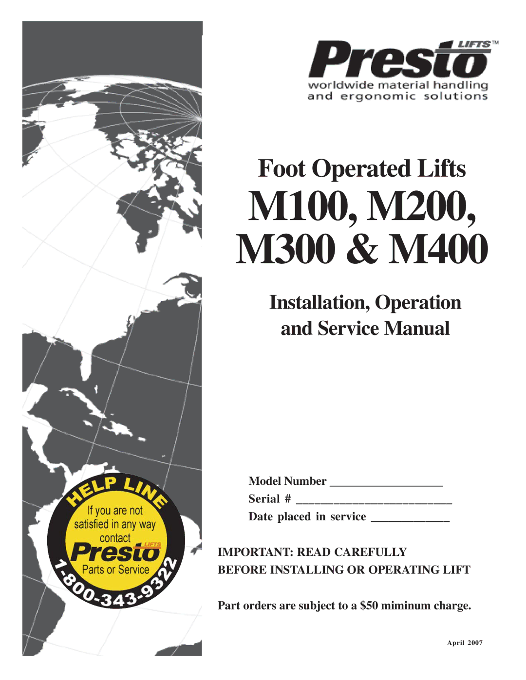 Presto service manual M100, M200, M300 & M400 