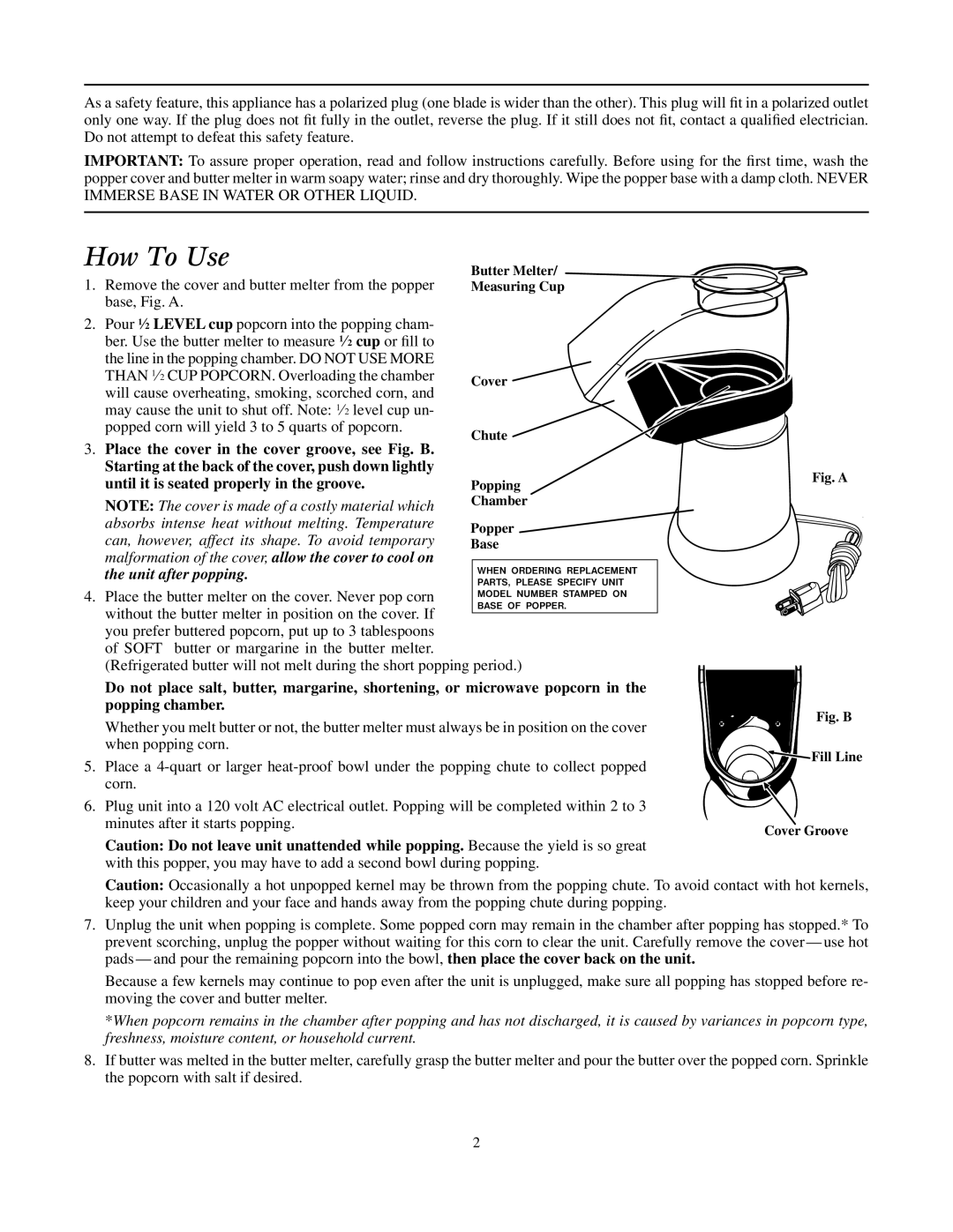 Presto Popper manual How To Use, Unit after popping 