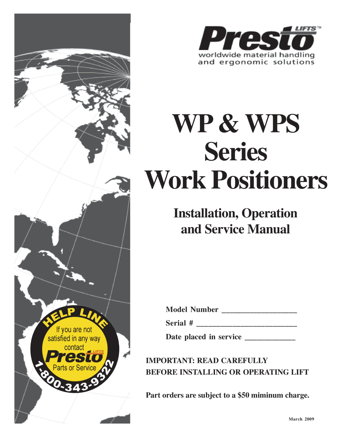 Presto WPS service manual Wp & Wps 