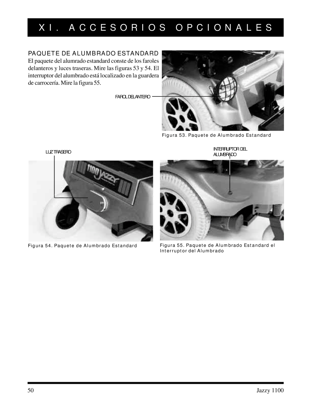 Pride Mobility 1100 manual Faroldelantero 