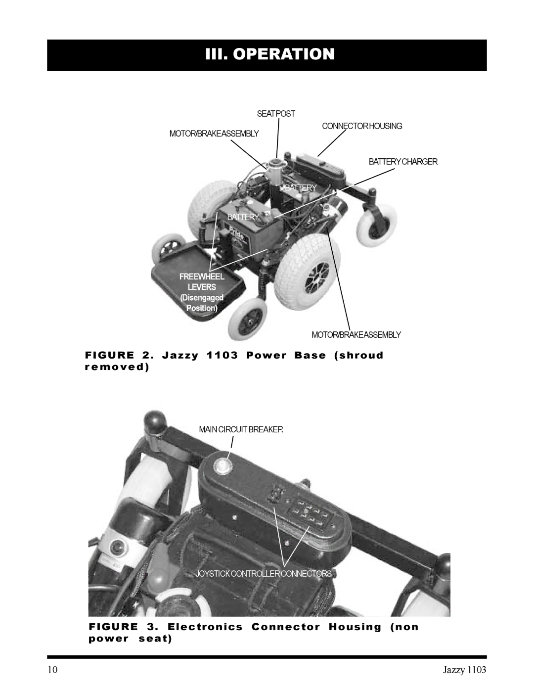 Pride Mobility owner manual Jazzy 1103 Power Base shroud removed 