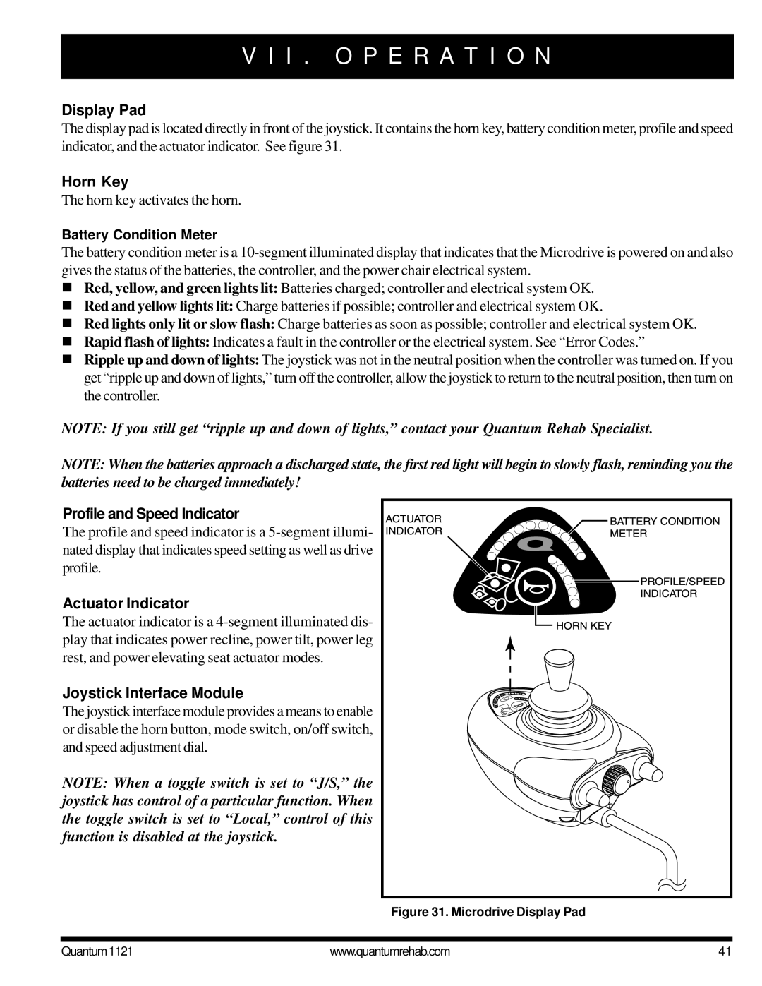 Pride Mobility 1121 owner manual Display Pad, Profile and Speed Indicator, Actuator Indicator, Joystick Interface Module 