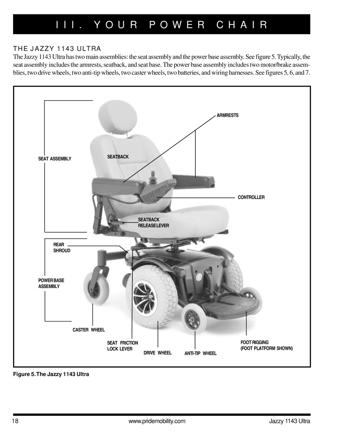 Pride Mobility manual I . Y O U R P O W E R C H a I R, Jazzy 1143 Ultra 