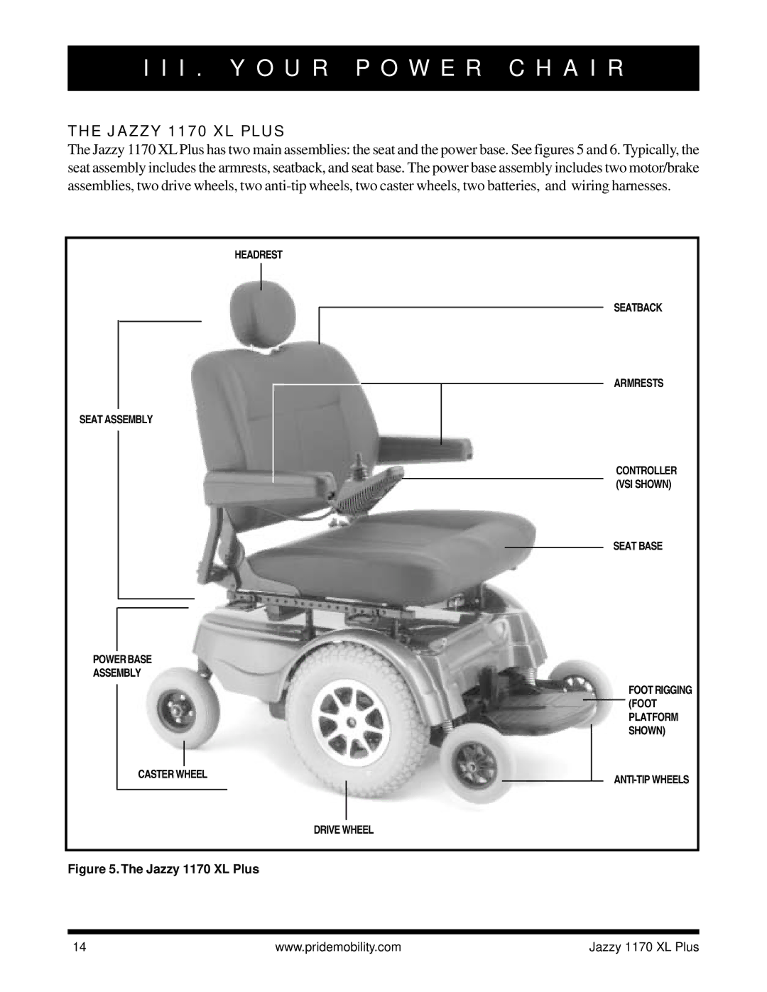 Pride Mobility 1170 XL PLUS owner manual I . Y O U R P O W E R C H a I R, Jazzy 1170 XL Plus 