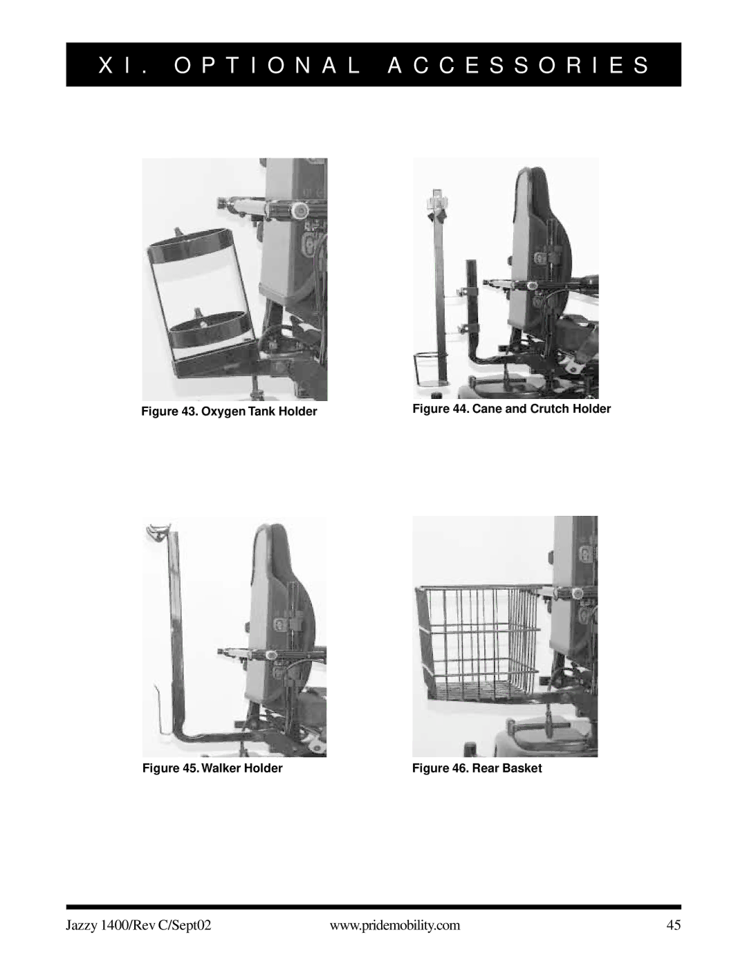 Pride Mobility 1400 owner manual Oxygen Tank Holder 