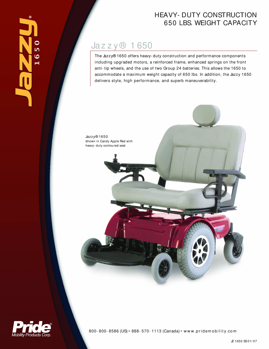 Pride Mobility 1650 manual Jazzy 