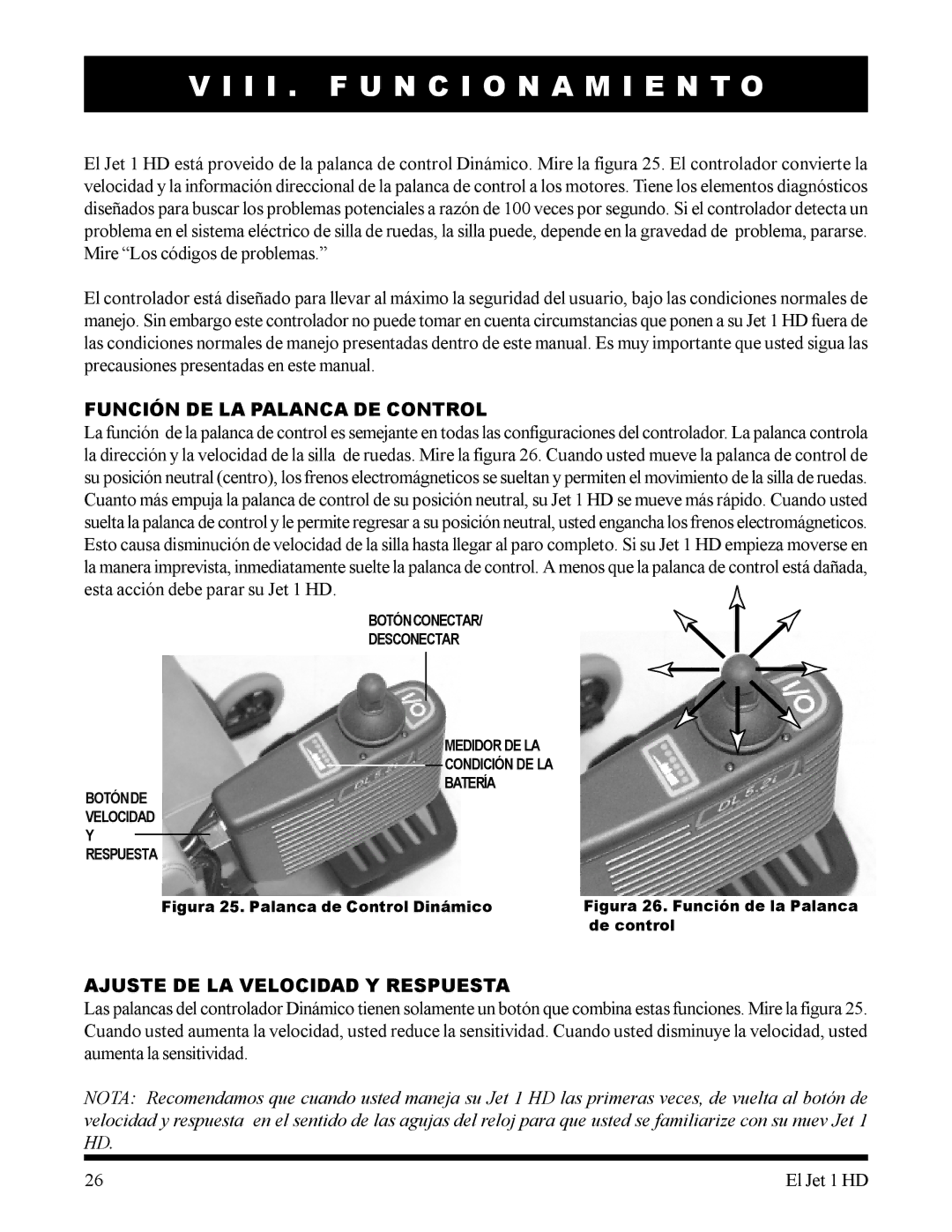 Pride Mobility 1HD manual Función DE LA Palanca DE Control, Ajuste DE LA Velocidad Y Respuesta 