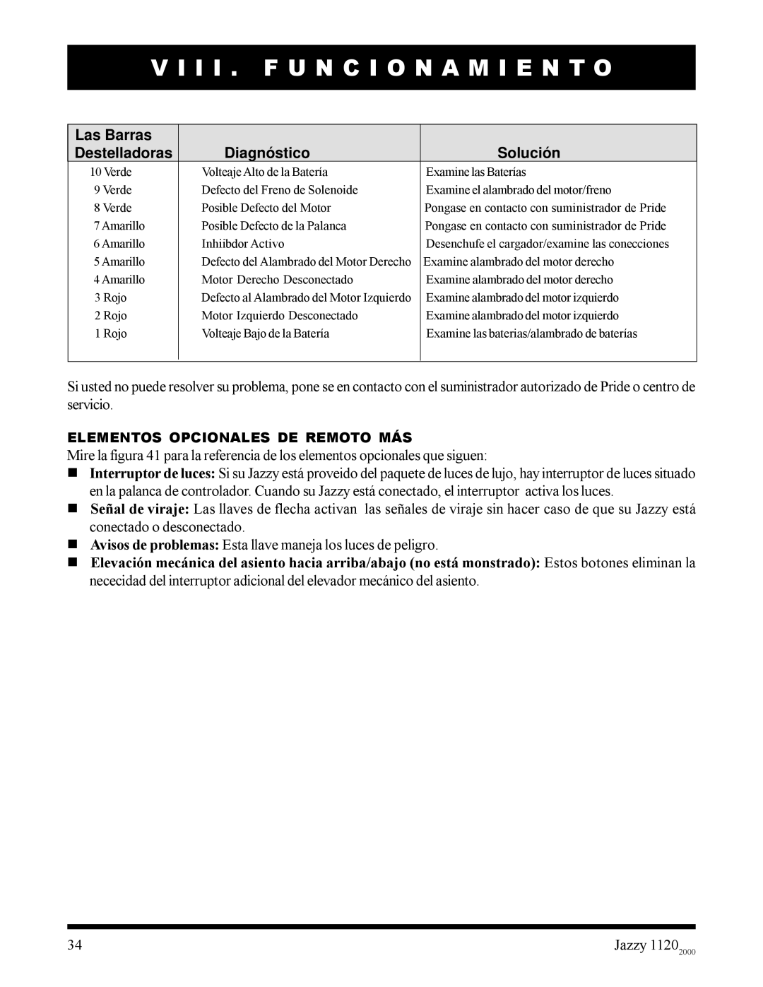 Pride Mobility 2000 manual Elementos Opcionales DE Remoto MÁS 