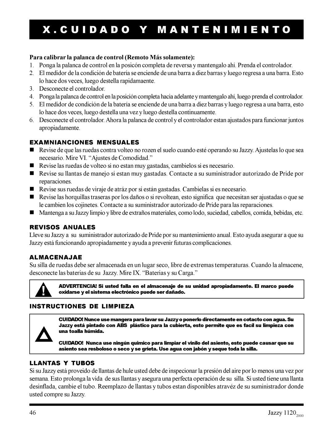 Pride Mobility 2000 manual Para calibrar la palanca de control Remoto Más solamente 