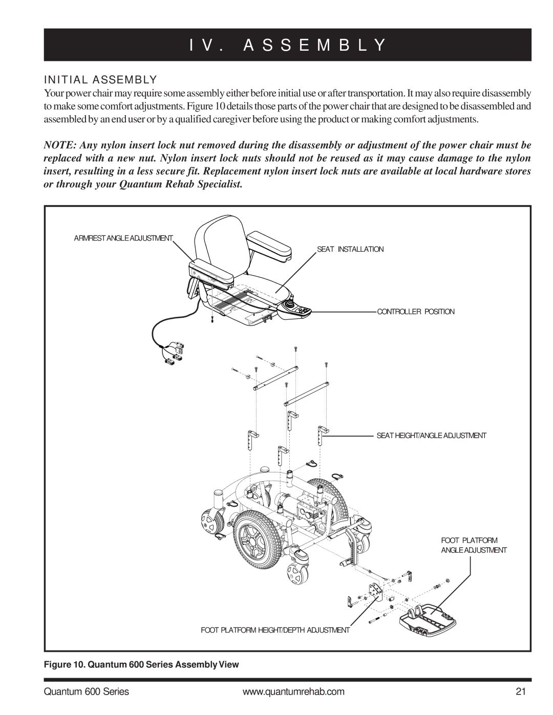 Pride Mobility 600 SP manual A S S E M B L Y, Initial Assembly 